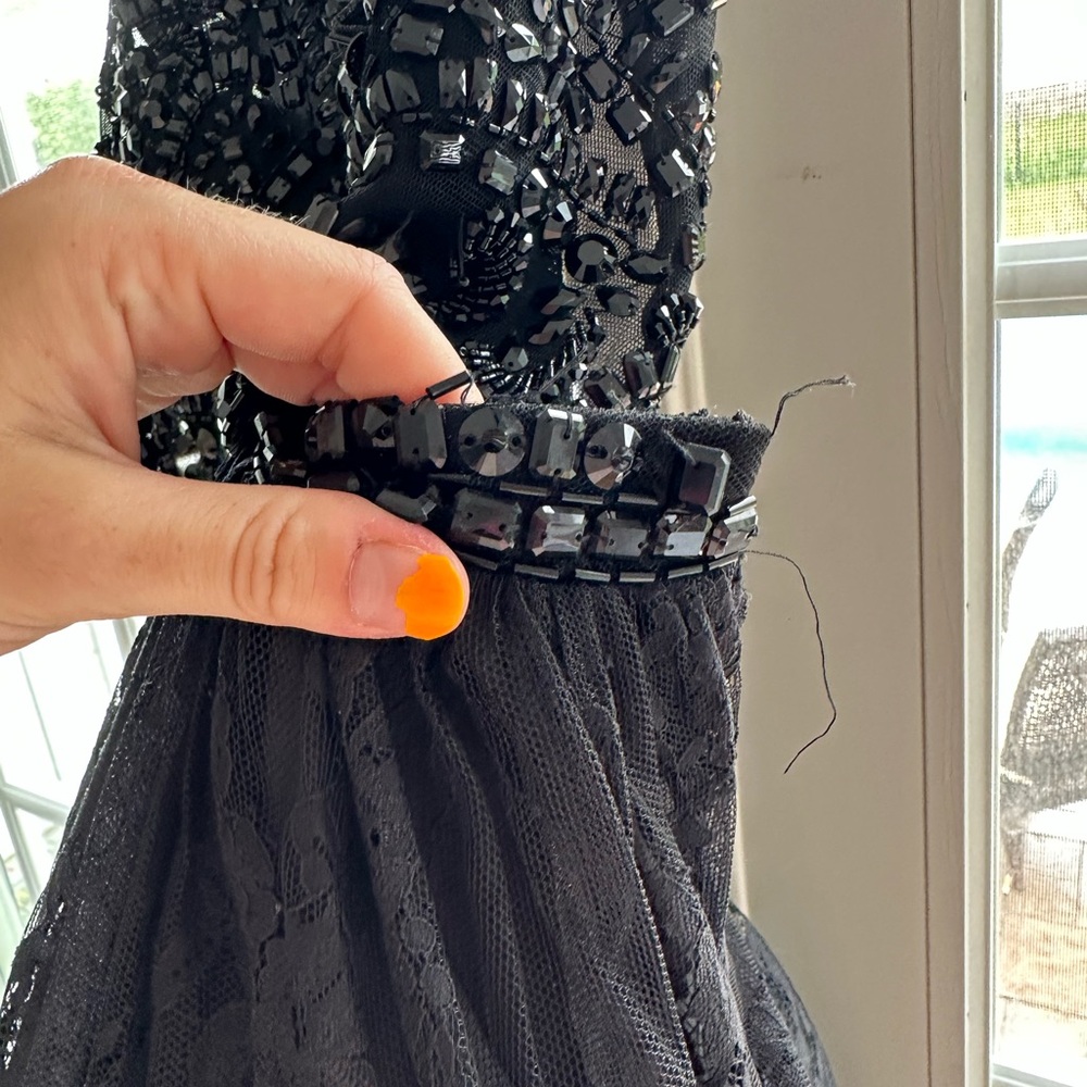 Mori Lee Black Lace Prom Dress - Picture 8 of 11